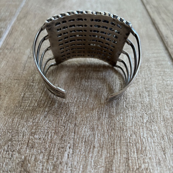 Sterling Silver Turquoise Zuni 10 Row Snake Eye Cuff Bracelet - Picture 7 of 12